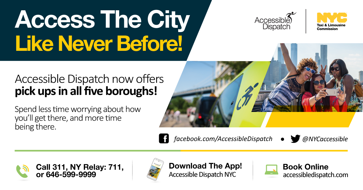 nycaccessible's tweet image. This is the official Twitter account of the TLC&apos;s Accessible Dispatch Program in NYC. Need an accessible cab ride in the city? Contact us today!