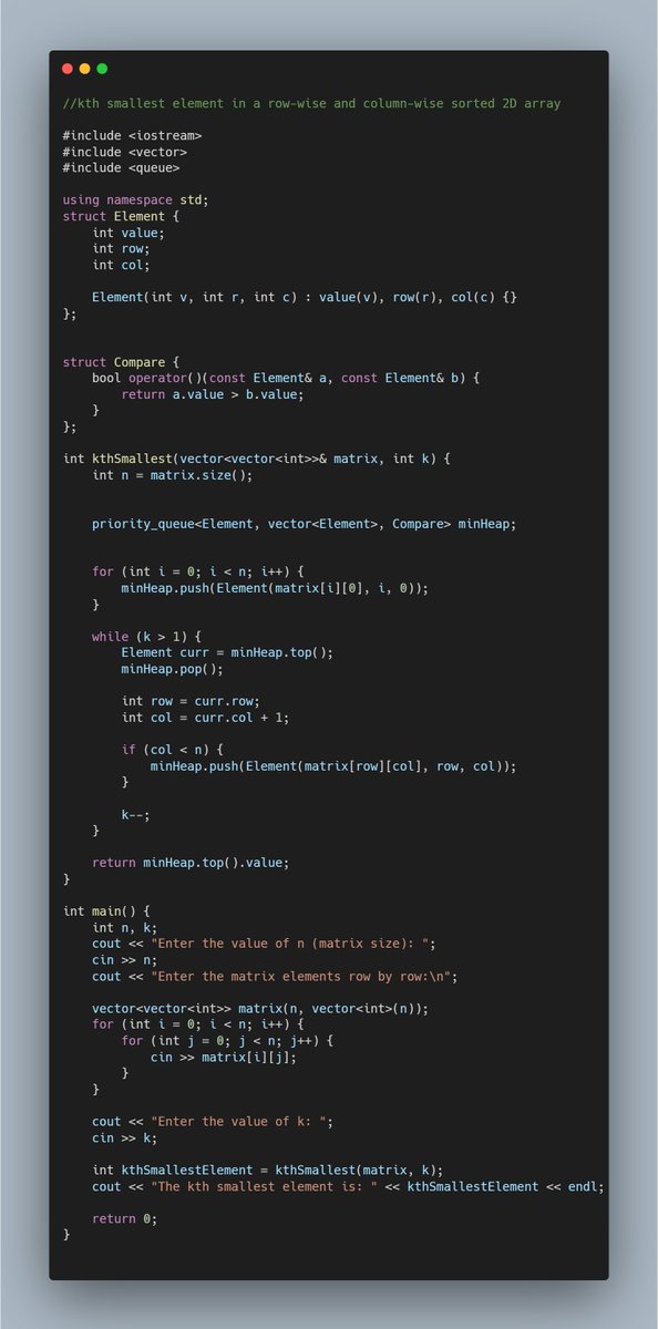 ArijitThisis's tweet photo. Day (16/100) #100DaysOfCode with @RuidasSathi @yesiamtechjc @SujataP47223391 @nishu__priya08 @Roumodip456 

Problem: Kth smallest element in a row-wise and column-wise sorted 2D array

Posting the code here:
https://t.co/m3RuQ8kFub https://t.co/mreJgnS0mJ