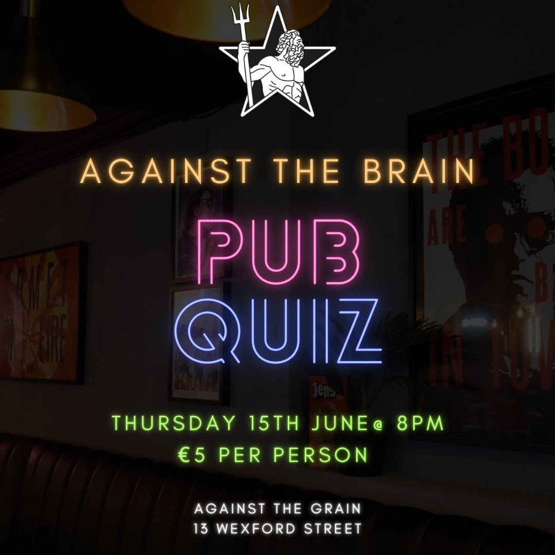 againstgraindub's tweet photo. Don’t forget it’s on tonight!! Our famous pub quiz kicks off at 8pm!! Only €5 per person & endless craic 😆
Just turn up, no booking necessary 😊
#pubquizz #againstthebrain #quiz #teams #craftbeer #prizes #galwaybaybrewery #goodvibes https://t.co/PFr2pBE7Iq