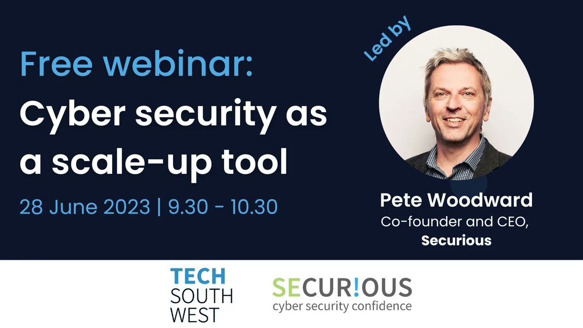 TechSWofficial's tweet image. It's critical for scaleup companies to get their #CyberSecurity right from the outset.🔒

Join Tech South West and @SecuriousUK on 28 June for a free online workshop around leveraging cyber security as a scaleup tool.

buff.ly/3P3LcRe

#TechScaleup #CyberCrime