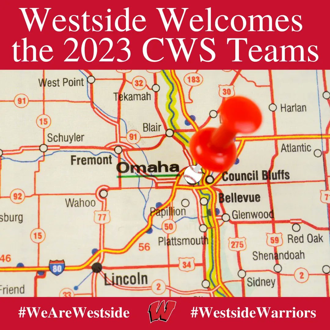 It’s the best time of the year!
Westside Community Schools welcomes the @CWSOmaha teams to Omaha! It’s going to be a great @NCAABaseball series!

Good luck!

#WeAreWestside