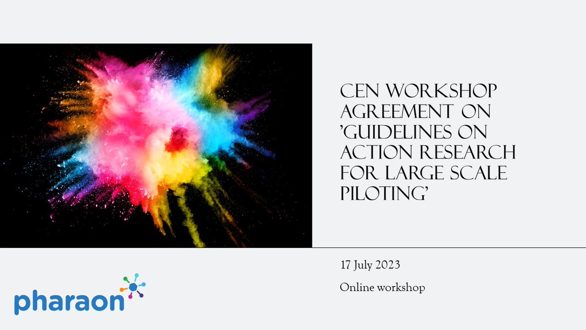 📢Online Workshop | 17 July - 10:00 – 13:00 CEST  
In July, Pharaon project partners will start the development of ‘Guidelines on Action Research for Large Scale Piloting' 

 ℹ️Workshop Registration and more information: ➡️ bit.ly/3CuaX5t 

#PharaonProject #Pharaoneu