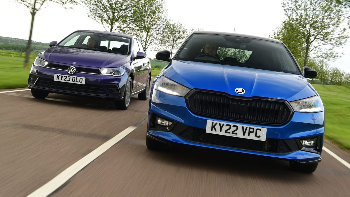 AutoExpress's tweet photo. Two VW Group superminis but only one can win: The Fabia and Polo go head-to-head!>> https://t.co/H5vt82eXgg https://t.co/5O3TX2nIZ1