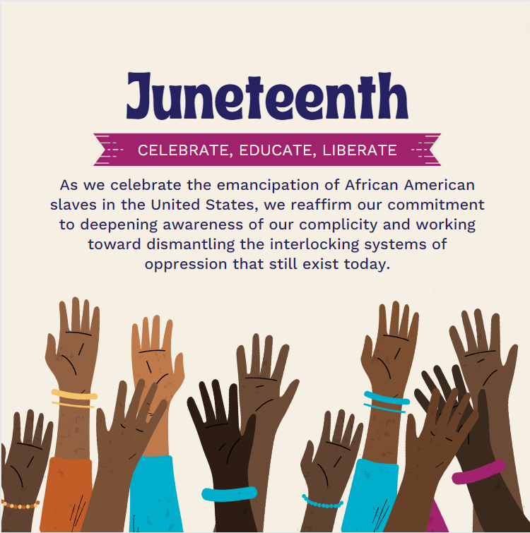 csjcarondelet's tweet photo. Celebrating Juneteenth, we're reflecting on our call to be beacons of hope and champions for justice as we work toward dismantling the interlocking systems of oppression that still exist today.
#CatholicSisters #SistersOfStJoseph #UnifyingLove #Juneteenth #FaithThatDoesJustice https://t.co/snN7vZnIoT