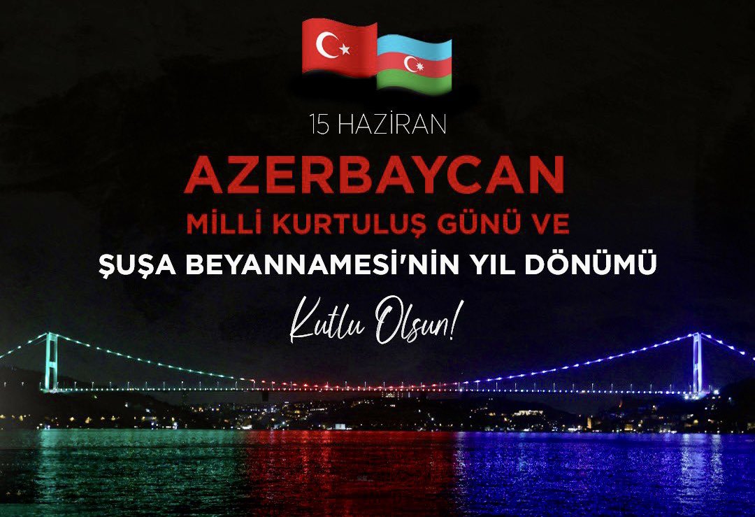 #CanAzerbaycan’ın Milli Kurtuluş Günü yıl dönümü. Kutlu olsun!🤍🤍

 #TekMilletİkiDevletiz.🇹🇷🇦🇿