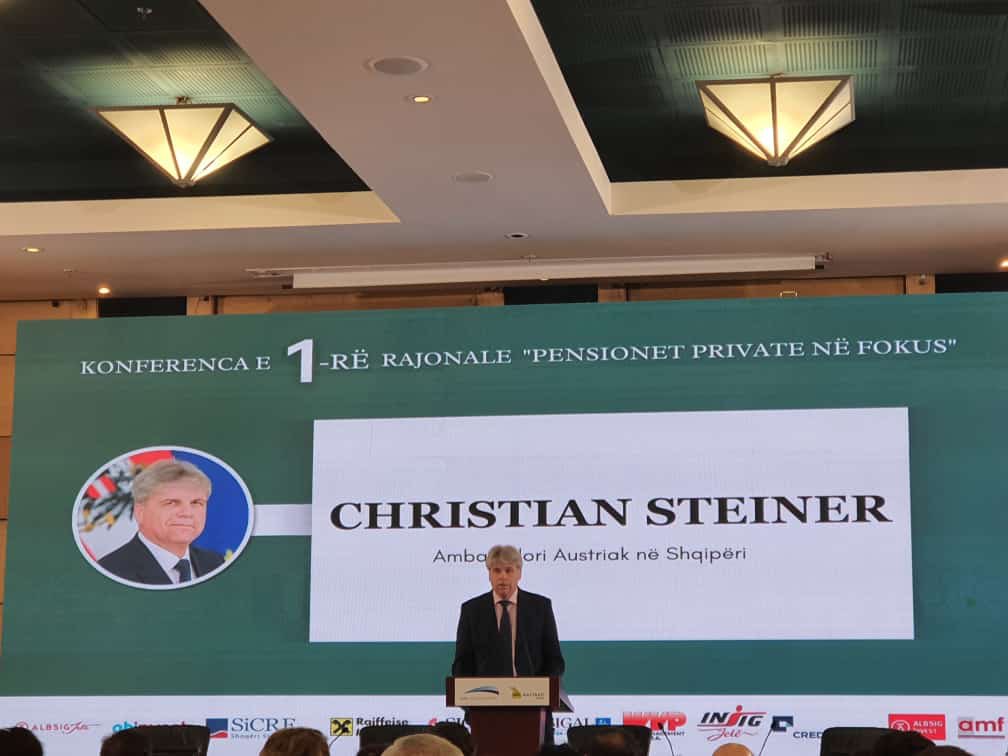 steinerbalkans's tweet photo. Very pleased to speak at the opening of today‘s regional conference on the role of private pension insurance organised by @SIGALUNIQAGROUP @ElvisPonari. https://t.co/sa1e82kk1d