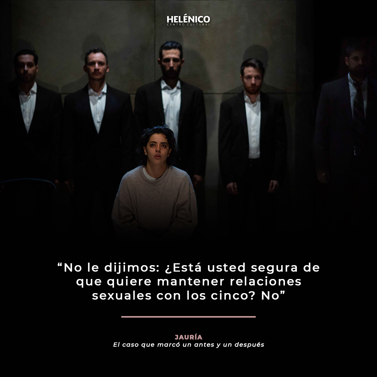El Teatro Helénico se estremece con #Jauría, una obra que cuestiona y confronta.

Dramaturgia: <a href="/Jordi_Casanovas/">Jordi Casanovas</a>.
Dirección: Angélica Rogel.

Elenco: <a href="/eduardotanus/">Eduardo Tanús</a>, @anasofihg, <a href="/danielbrtn/">Daniel Bretón</a>, <a href="/RobertoBeck90/">Roberto Beck</a> y <a href="/rodrigovirago/">rodrigo virago</a>.

Vié 20 h | Sáb 19 h | Dom 18 h

🎟️bit.ly/3WmqX2z