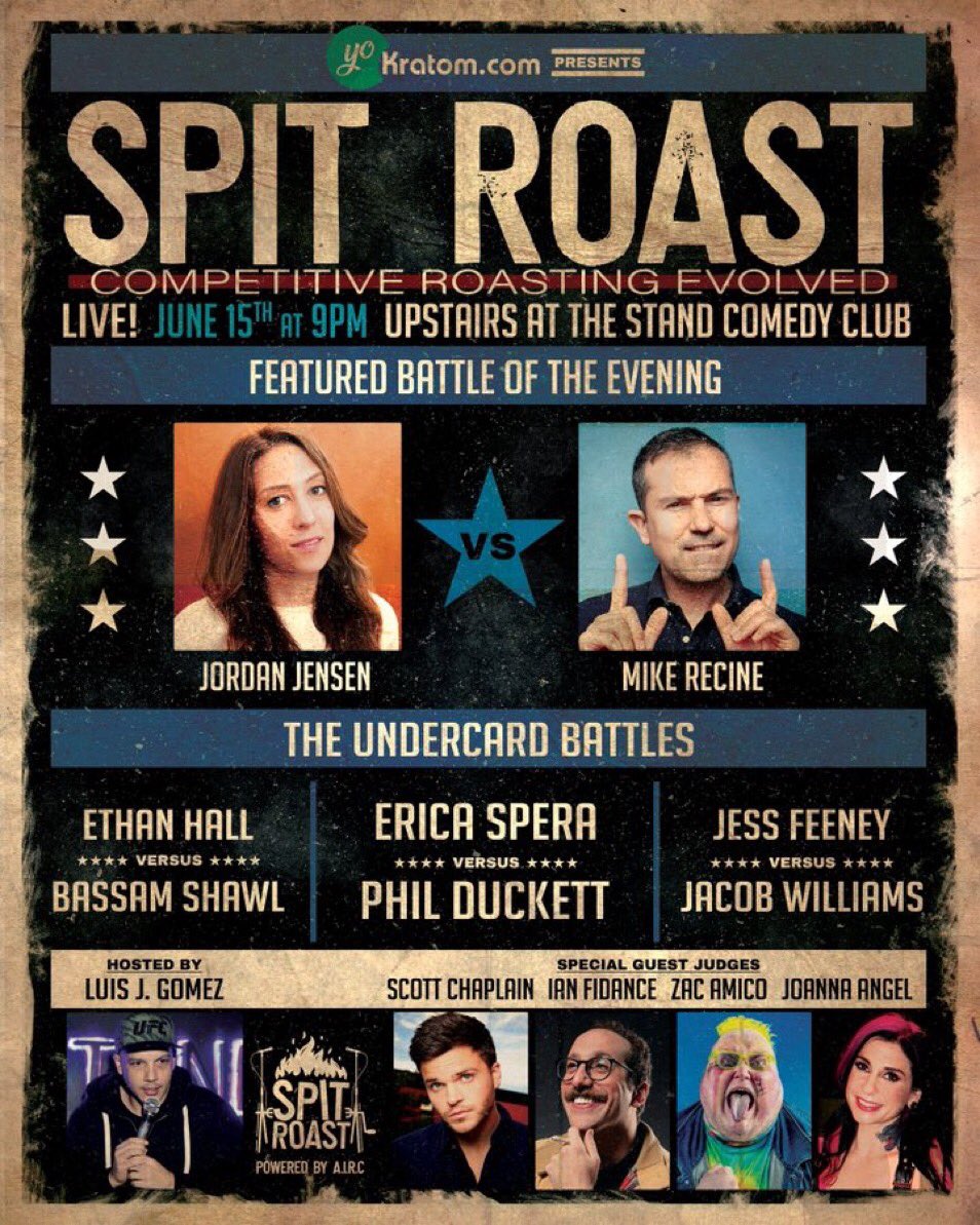 gasdigital's tweet photo. Tonight at 9pm Spit Roast returns to @TheStandNYC! Get tickets here: https://t.co/ULeKyBcSwG

@bigboywumbus @mikerecine @ethanhatesthis @Spericaa @justfeeney @bassamshawl @funnyphilduck @MrJacobWilliams @Scott_Chaplain @ianimal69 @ZASpookshow @JoannaAngel @luisjgomez https://t.co/tmA9xMEO5Q