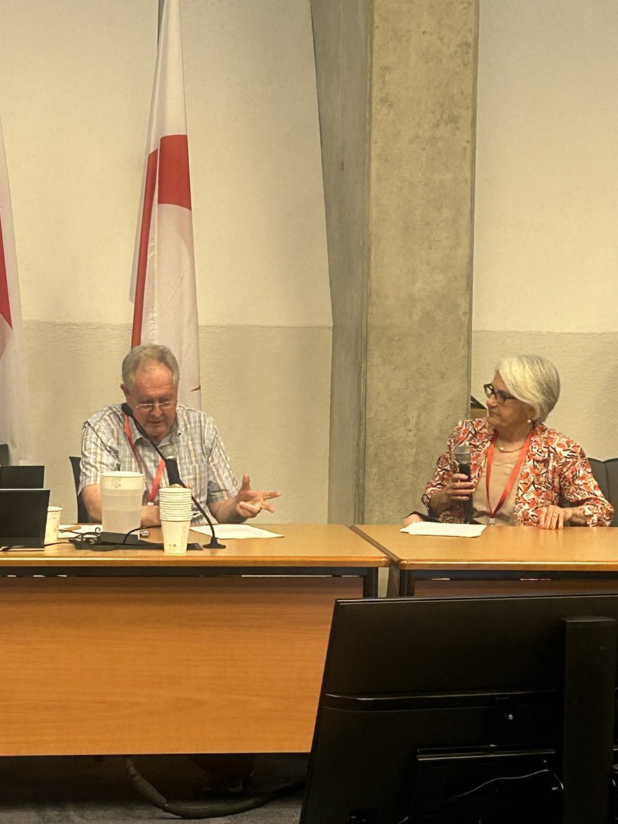 Resilienthum's tweet photo. IFRC archivist Grant Mitchell in conversation with Melanie Oppenheimer. A discussion and reflection on Grant’s work with the IFRC archives since 1996. As Melanie says “Grant is the archive”! https://t.co/yotdksGrbT