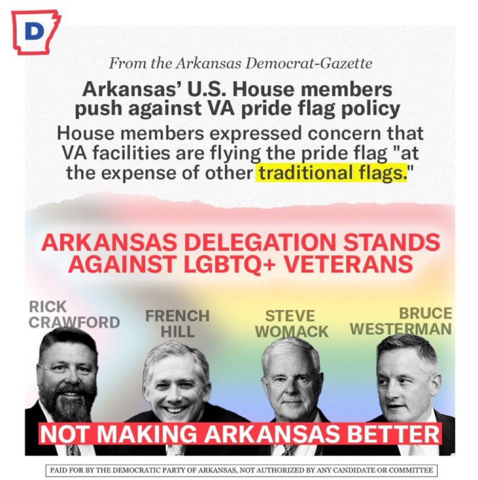 #VoteBlue Arkansas. Let’s fight back 🥊 

Let’s send these fuckers packing. @RepWesterman @RepFrenchHill @RepRickCrawford @rep_stevewomack