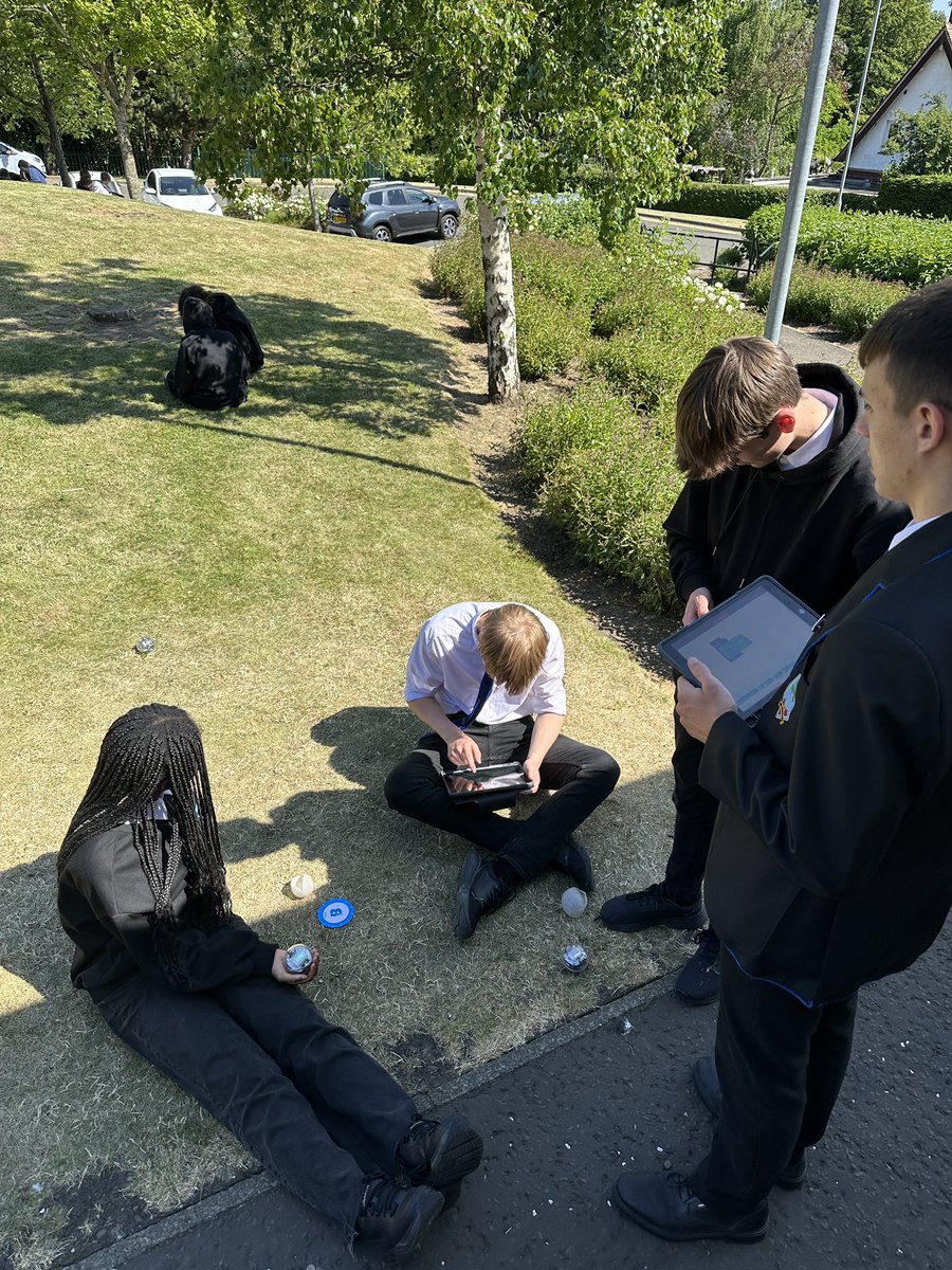 FirrhillComp's tweet photo. Our new Advanced Higher Computing class enjoying the @Sphero Bolts outside in the sun today! They’ve been exploring what they can do and are thinking of setting up a club for our new S1 next term! @FirrhillHigh @NRobotarium https://t.co/8L89xWSwLZ