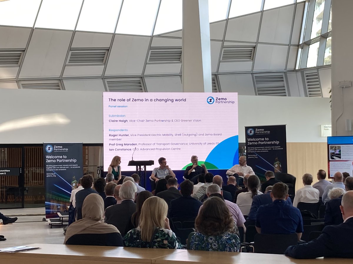 The role of Zemo in a changing world with Claire Haigh (<a href="/Zemo_Org/">Zemo Partnership</a> &amp; <a href="/Greener_Vision/">Claire Haigh, Founder & CEO Greener Vision</a>), Roger Hunter (<a href="/Shell/">Shell</a>), <a href="/DrGregMarsden/">Greg Marsden</a> (<a href="/ITSLeeds/">Institute for Transport Studies at Leeds</a>) and Ian Constance (<a href="/theapcuk/">Advanced Propulsion Centre UK</a>) #Zemo20Zero