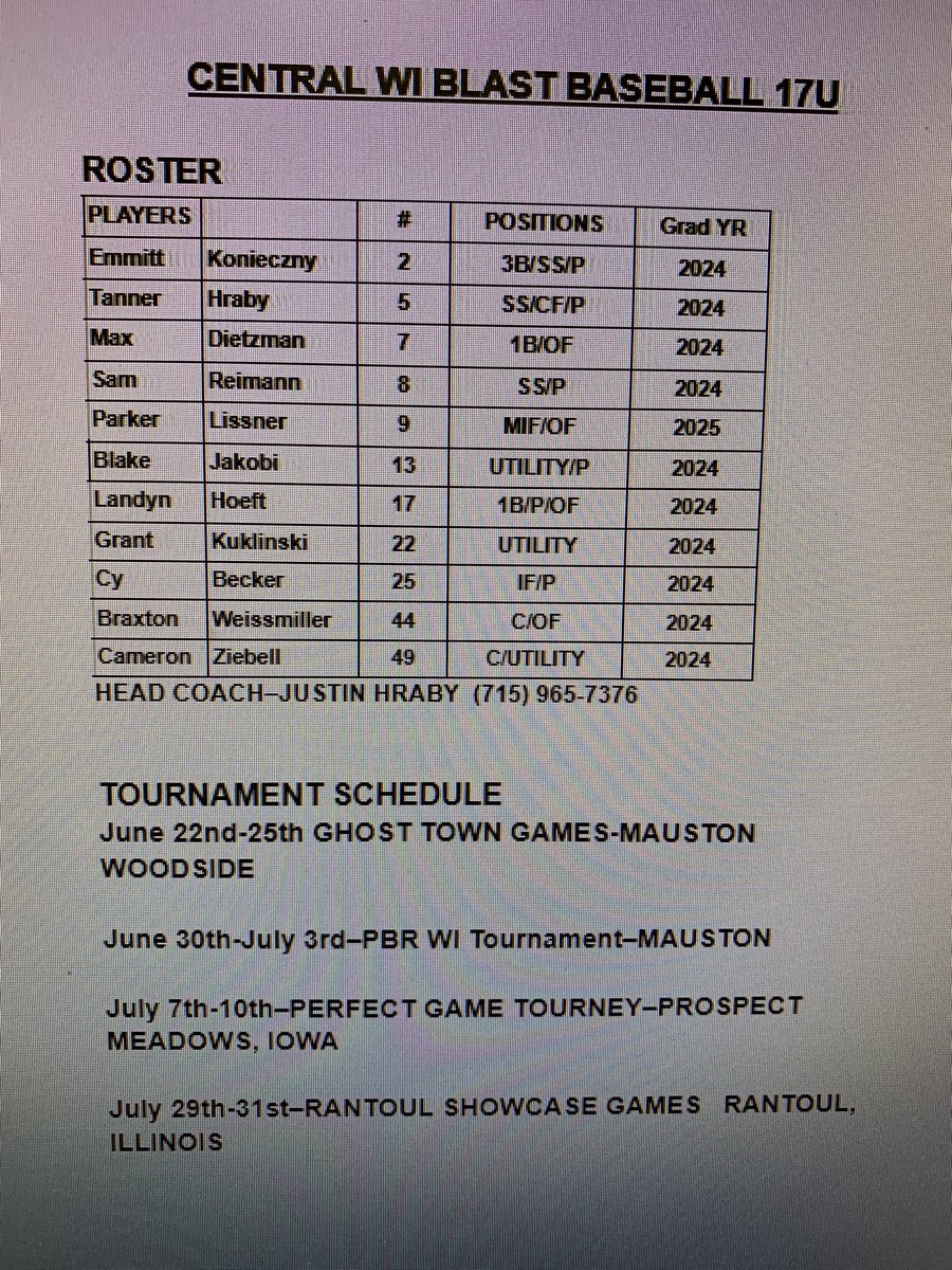 Central WI Blast Baseball 17u (2024) tweet media
