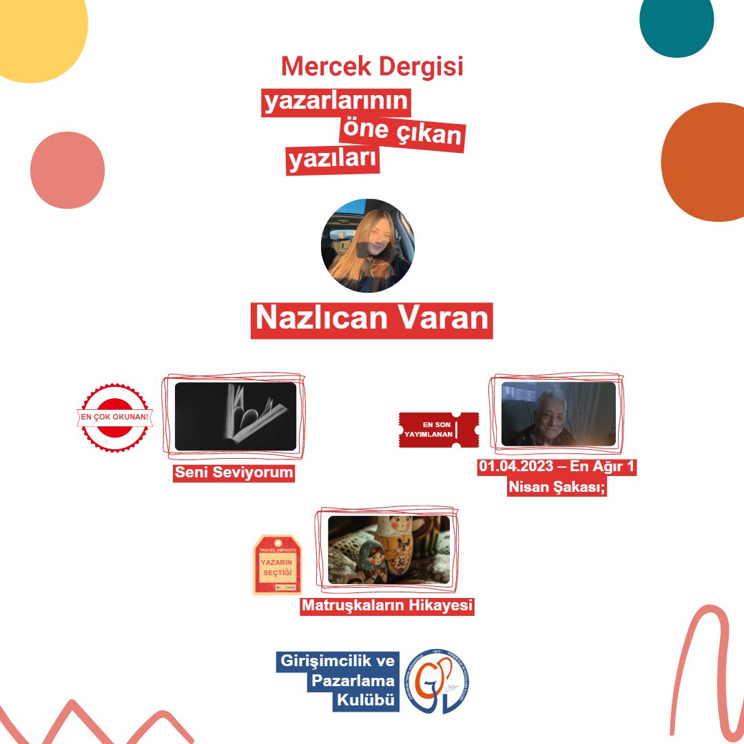 Mercek Dergisi yazarlarının öne çıkan yazıları ile karşınızdayız. 🥳 Yazarlarımızın yazılarını okumak ve yorum yapmak için; mercekdergisi.ktugipak.com/yazar/nazlican… ✨
Her Pazartesi ve Perşembe 18:00'de yeni paylaşımlar için takipte kal! 🎉