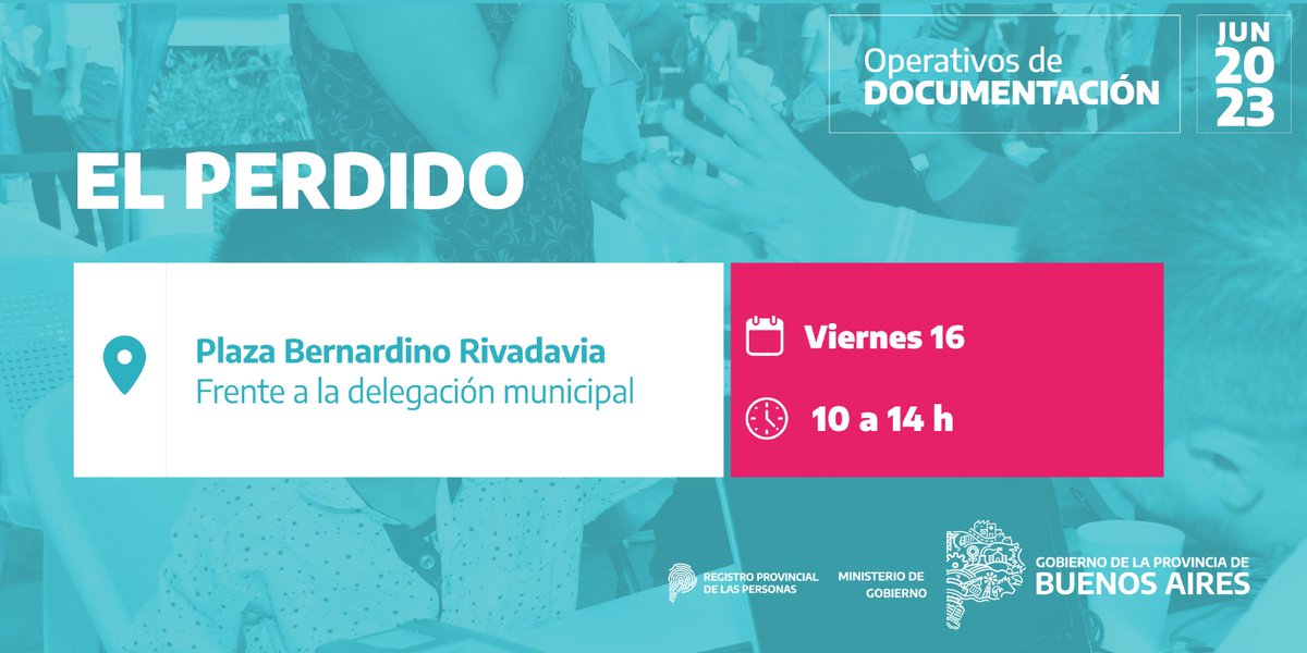 registropba's tweet photo. ‼️Atención #CoronelDorrego
Llegamos con nuestros OPERATIVOS DE DOCUMENTACIÓN 🚐 a #ElPerdido
👉 Acercate a realizar tus trámites a
📍Plaza Bernardino Rivadavia
📆 Viernes 16
#ElRegistroRecorre https://t.co/FfEd1Xqe5m
