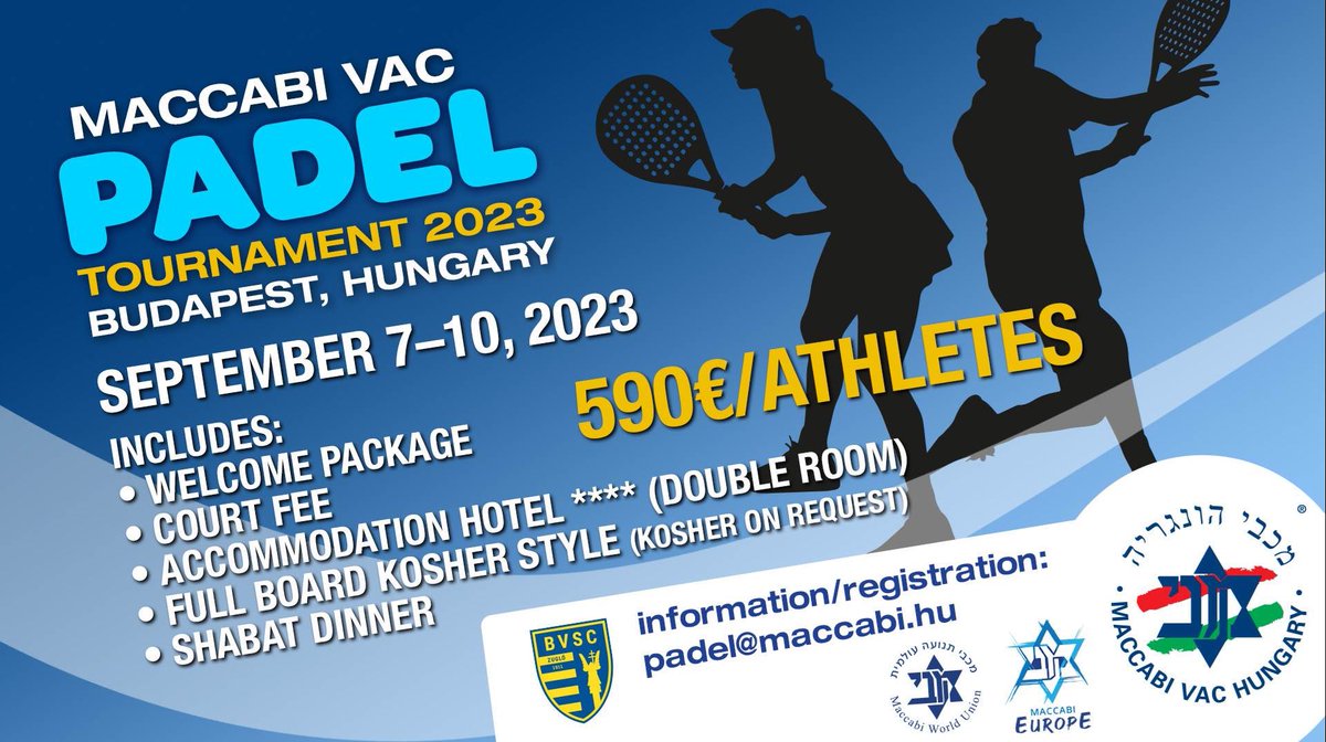 For more details email: Padel@maccabi.hu