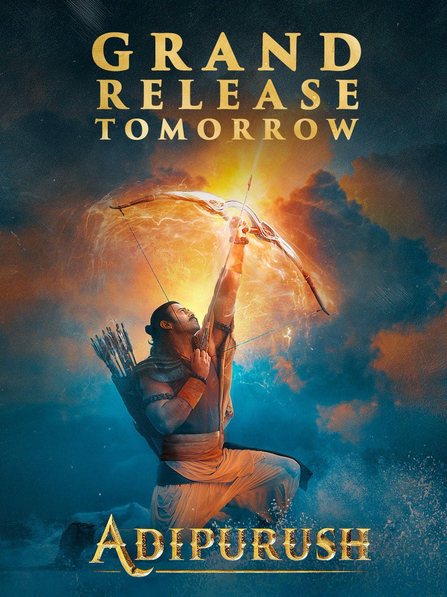 AnilRavipudi's tweet photo. Jai Shri Ram 🙏 
Let's celebrate our Mythological masterpiece Ramayana through #Adipurush in theaters tomorrow 🙌

Sending my heartfelt wishes to #Prabhas garu and the entire team for a monumental success. ❤️

@omraut @kritisanon @AAFilmsIndia @UV_Creations @peoplemediafcy https://t.co/agrz2cqjxf