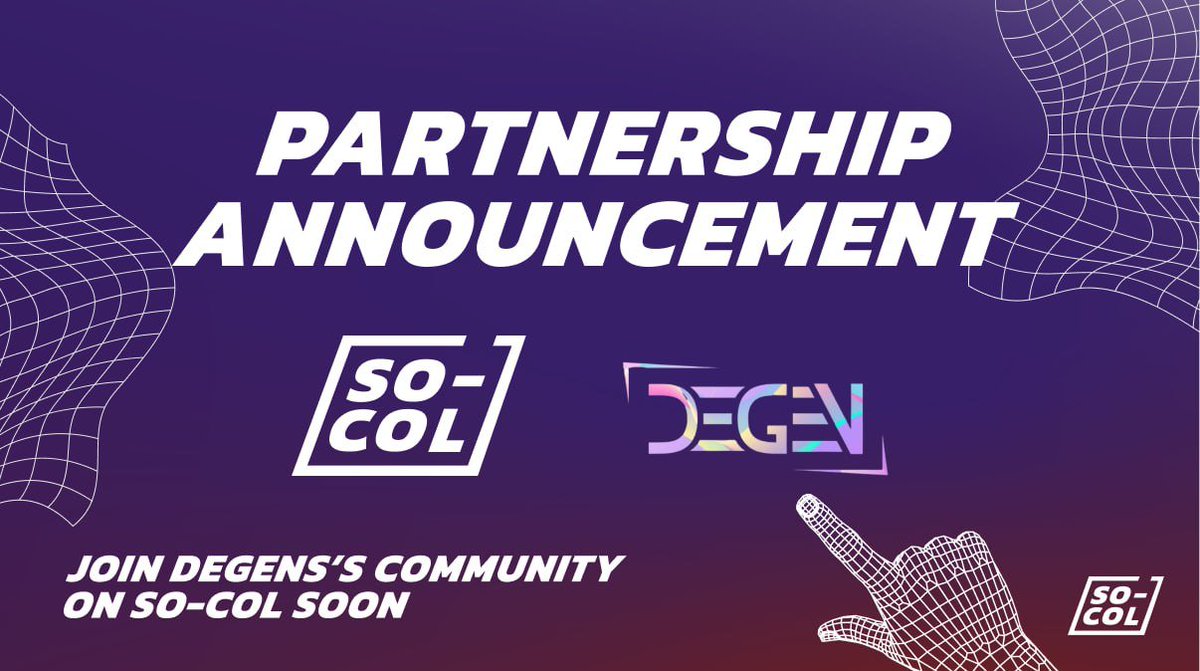 socolvn's tweet photo. ☄️THÔNG BÁO HỢP TÁC CHIẾN LƯỢC: SO-COL x @Degen_NFT_VN☄️
Degen NFT với mục tiêu là hướng dẫn cộng đồng về lĩnh vực NFT. Với sự hợp tác này, SO-COL hứa hẹn sẽ mang tới nhiều sự kiện hấp dẫn hơn dành cho cộng đồng Việt Nam!❤️
$SIMP #socol https://t.co/llBJREcrl8
