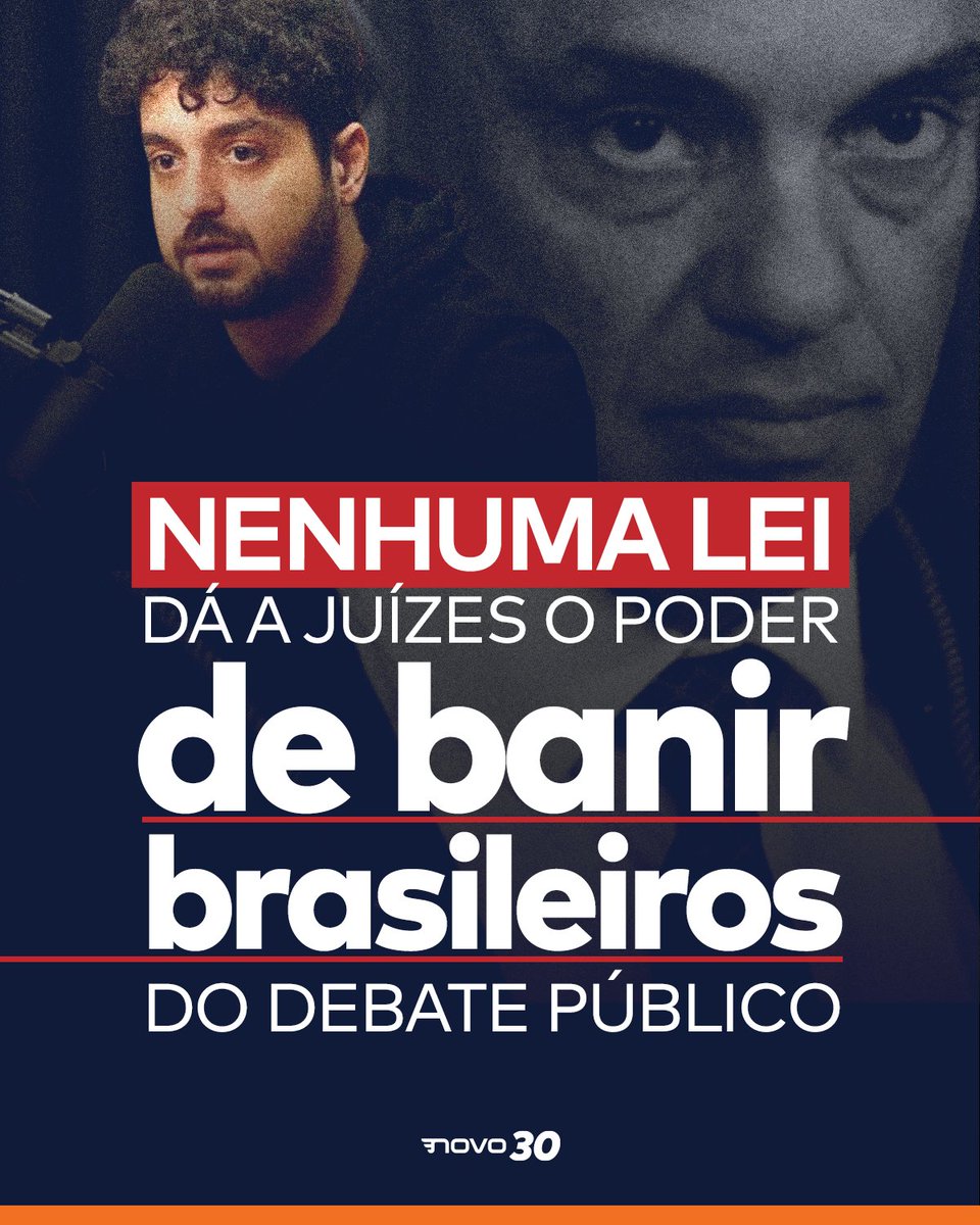 partidonovo30's tweet photo. Alexandre de Moraes determinou ontem o bloqueio de qualquer novo canal, perfil ou conta utilizada pelo podcaster Monark, que já tinha sido bloqueado das redes em janeiro deste ano.

O ministro determinou multa de R$ 10 mil por dia se Monark publicar “fake news”.  A decisão faz parte do Inquérito 4923 que apura responsabilidades pelos atos antidemocráticos de 8 de Janeiro, em Brasília. 

Nenhuma lei brasileira concede a juízes o poder de decidir o que é verdade ou mentira. Nenhuma lei concede a juízes o poder de banir pessoas do debate público. 

Mais uma vez, temos um claro exemplo de abuso de autoridade por parte de Alexandre de Moraes. O ministro abusa de medidas cautelares para impor censura prévia, prática proibida pela Constituição.
