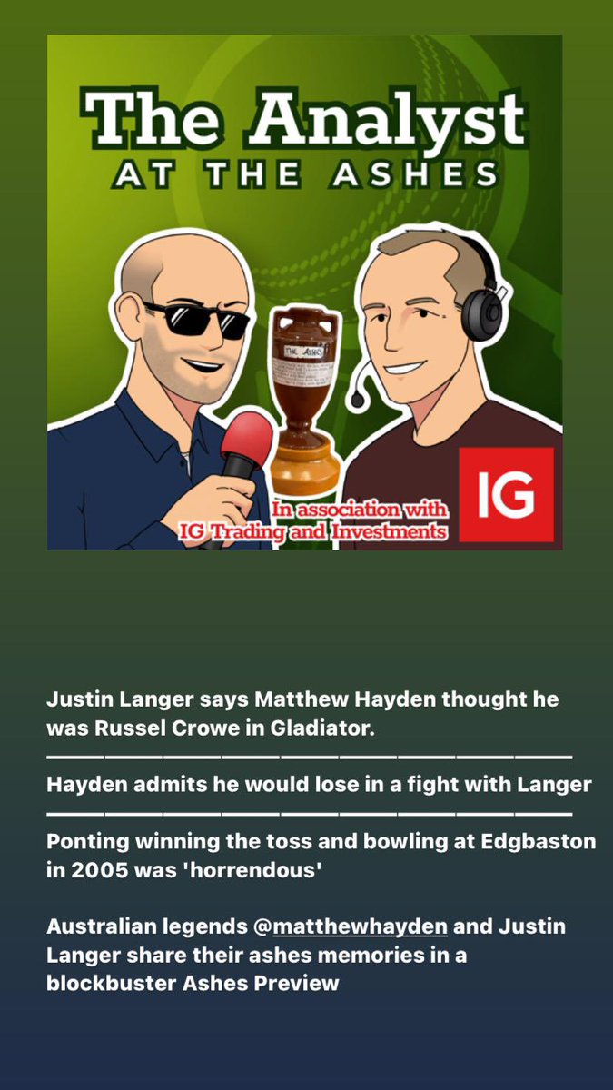 Ashes preview with @HaydosTweets and Justin Langer podcasts.apple.com/gb/podcast/the…