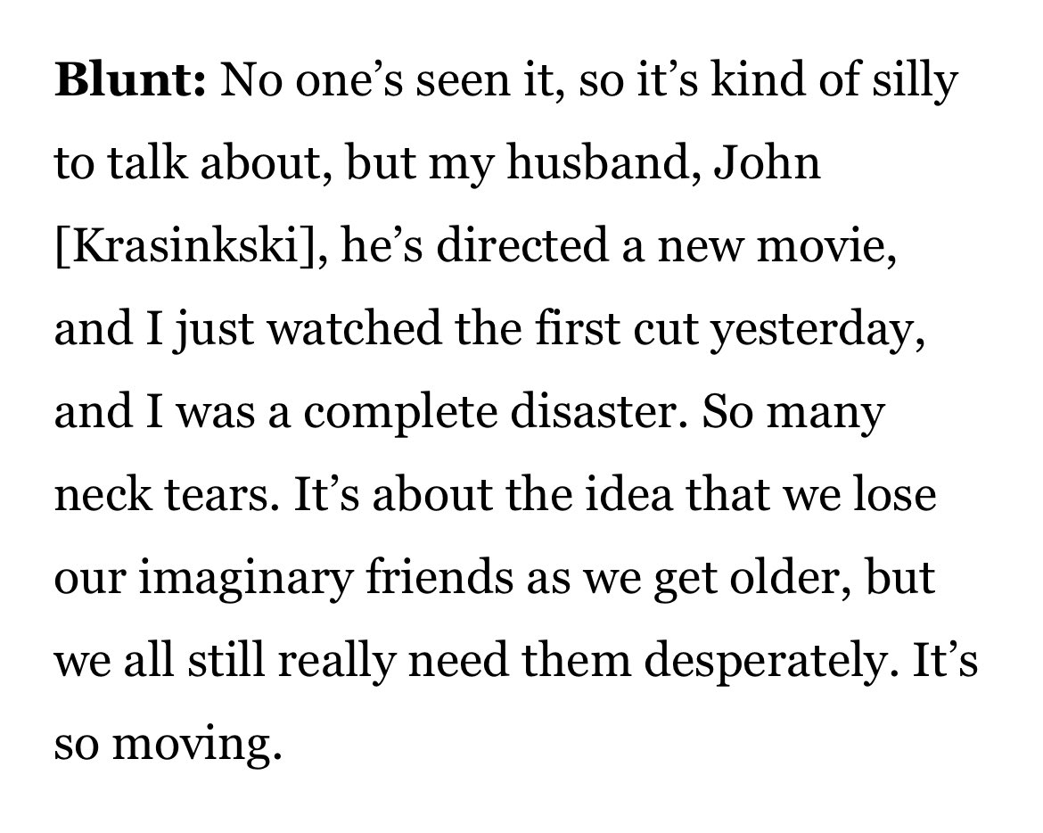 Emily Blunt talking about ‘IF’ ✨ Is it too early to start the countdown timer?