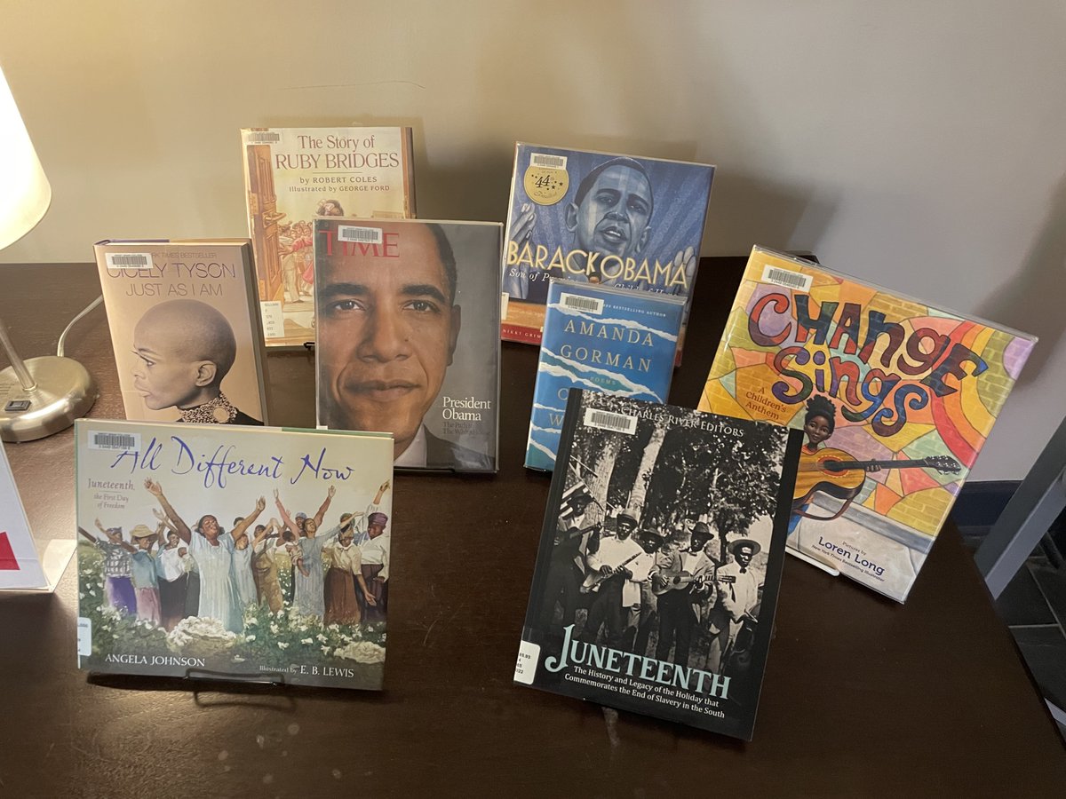 sbclibrary's tweet photo. If you're on or near campus, please come visit our Juneteenth book display!  The library is open via CARD SWIPE from 9am to 5pm M-F and you can still check out books! https://t.co/35tWoqQ1Vh
