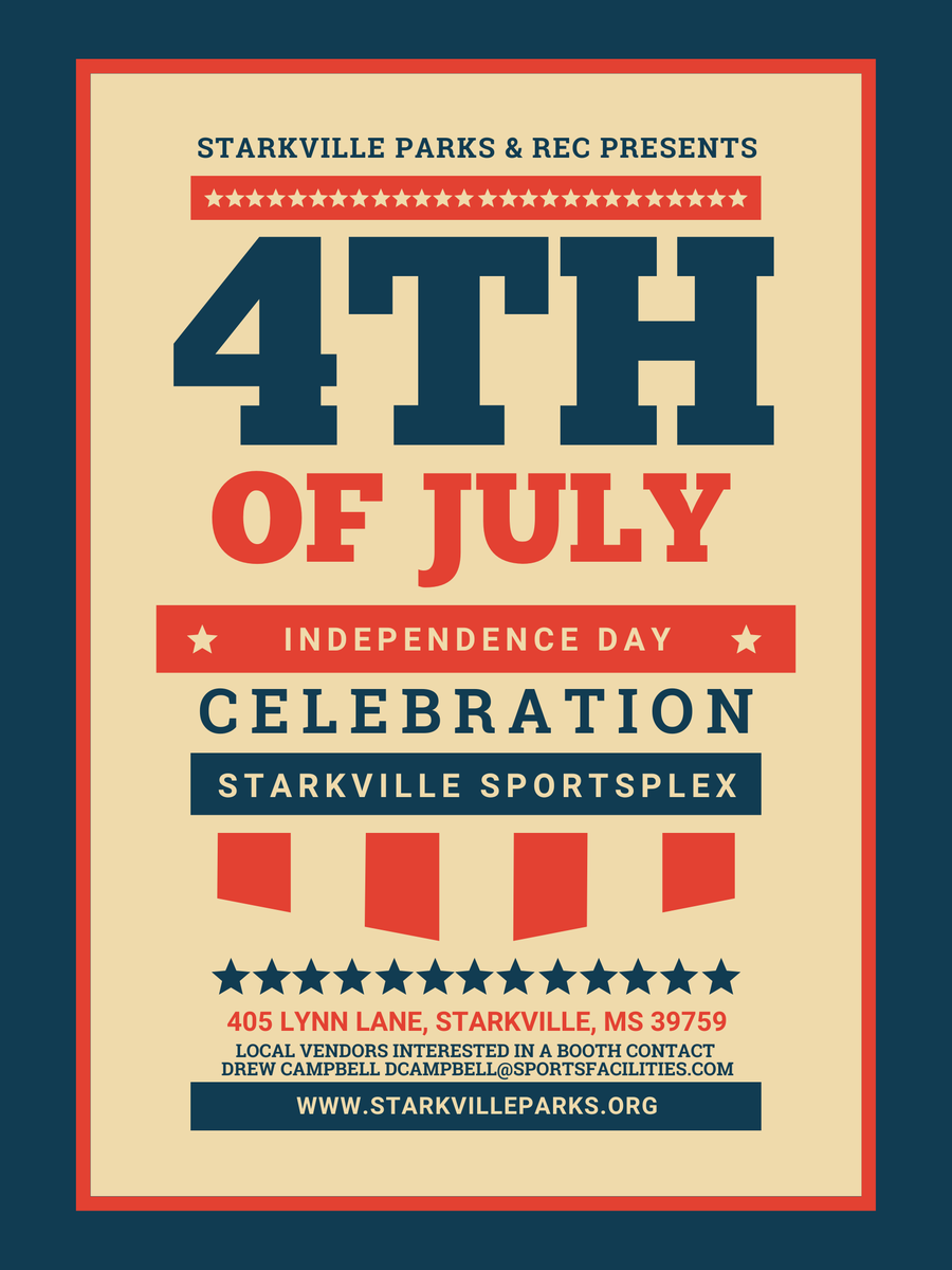 It's that time again!! 🎉 We will have a FREE POOL DAY from 10AM-4PM on July 4th leading into our 4th of July CELEBRATION at the Starkville Sportsplex! COME CELEBRATE WITH US ON THE 4th! 🇺🇸🇺🇸🇺🇸🇺🇸🇺🇸🇺🇸