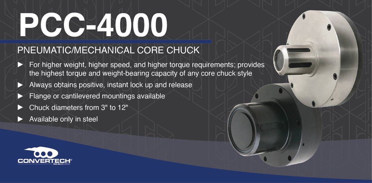 convertechinc's tweet photo. The Pneumatic/Mechanical PCC-4000 provides the highest torque and weight-bearing capacity of any core chuck style.  Info: https://t.co/0YbrYcPrOY

#convertingindustry #printingindustry #manufacturing #packagingindustry #labelindustry #flexiblepackaging #corechucks #engineering https://t.co/4XLoEnvBE2