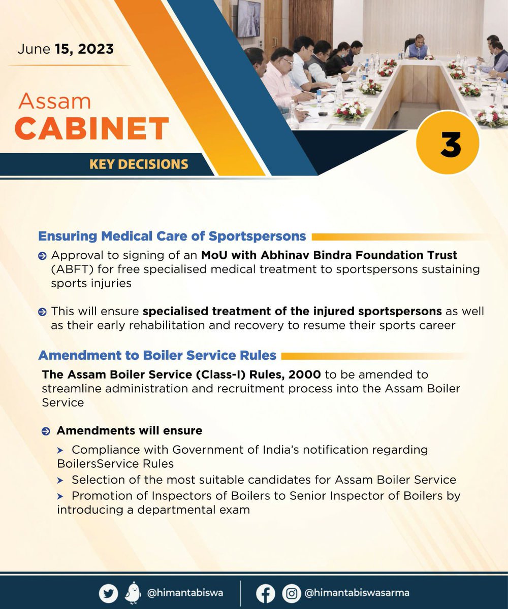 ranojpeguassam's tweet photo. In today's #AssamCabinet meeting chaired by Hon'ble CM Dr. @himantabiswa, it was decided to increase the MBBS & BDS seats for various communities across Assam namely: 

✅ Tea garden: From 27 to 30 seats
✅ Moran: From 5 to 8 seats
✅ Matak: From 5 to 8 seats
✅ Tai Ahom: From 7 to 10 seats
✅ Chutia: From 6 to 9 seats
✅ Koch Rajbongshi: From 10 to 13 seats

Other important decisions can be found here: