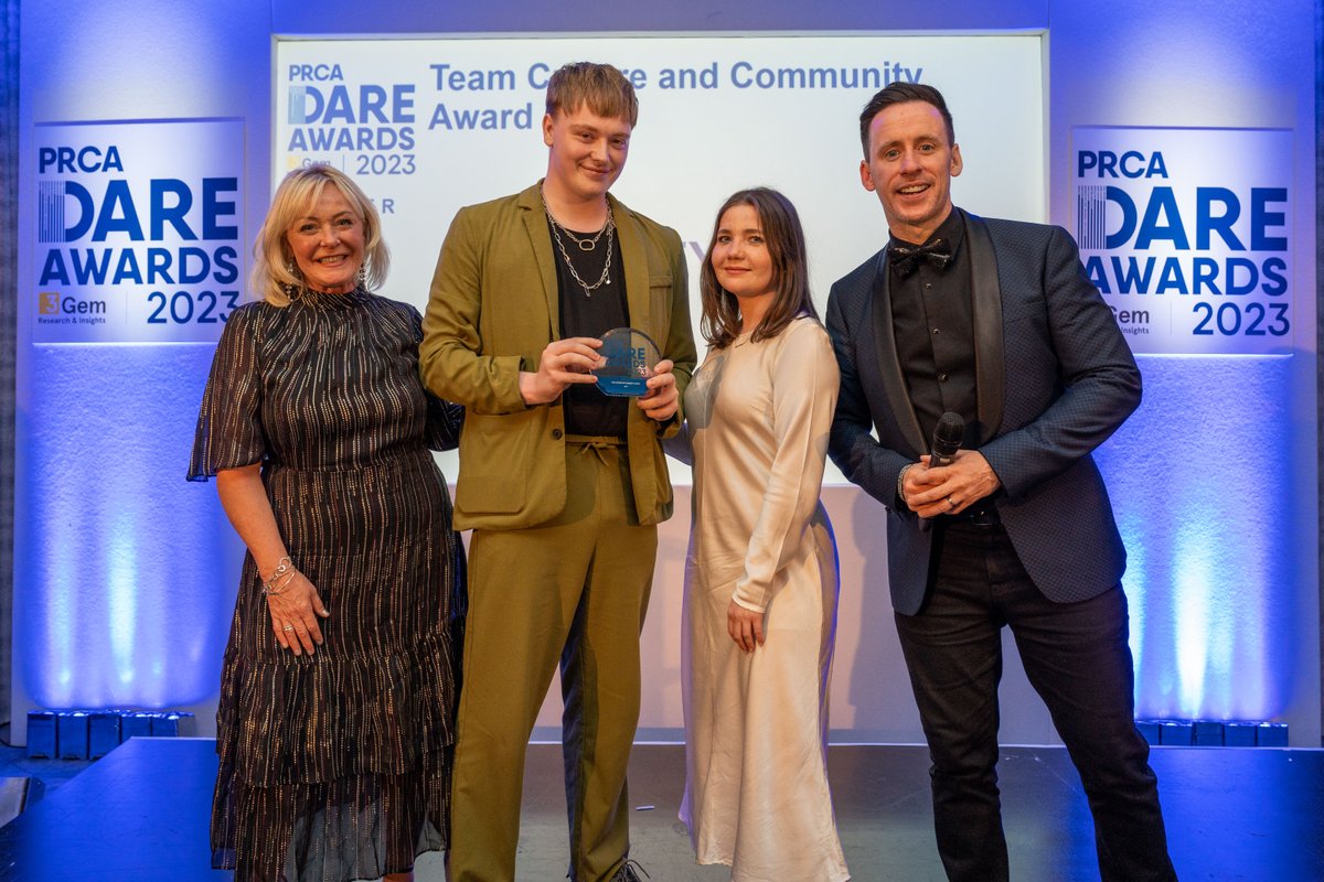 This lovely photo is from the PRCA Award night where for the third year in a row, our agency has been recognised for having the Best Team Culture & Community.