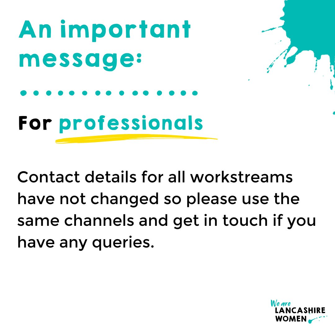 Important update from the Lancashire Women team #Burnley
From Monday 26th June, we are moving temporarily to the following venues 
St Peters Primary Health Care Centre &amp; Briercliffe Medical Centre