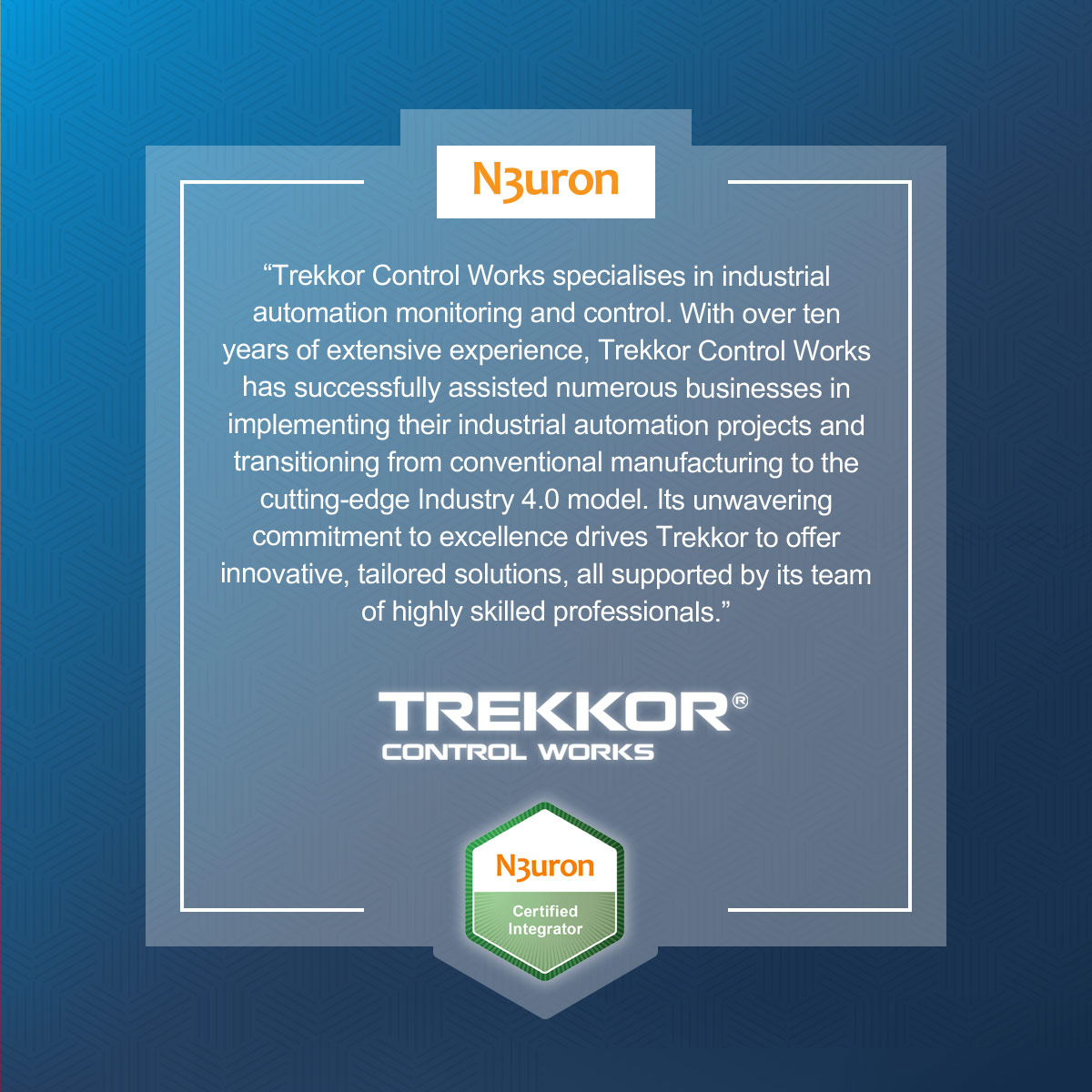 🙌 Introducing Trekkor Control Works, one of our N3AI partners! They provide industrial automation solutions for Green Energy, Oil & Gas, and more. Want to join our N3AI Program too? 👉 Apply here: bit.ly/3L6kVhn

#N3AI #Trekkor #IIoT #Industry40 #industrialIoT #N3uron