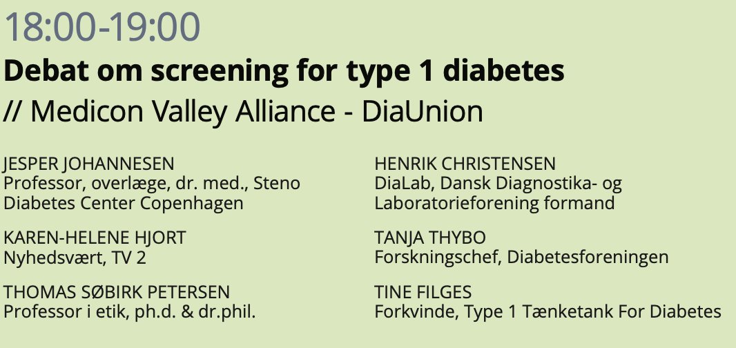 Komiteen for Sundhedsoplysning (@komsunddk) on Twitter photo Kan vi komme nærmere på diabetes? I hvert fald med screening? Kom med til debat, hvor <a href="/medicon_valley/">Medicon Valley Alliance</a> sammen med bl.a. <a href="/Stenodiabetes/">Steno Diabetes Center Copenhagen</a> og <a href="/DiabetesDK/">Diabetesforeningen</a> ser mulighederne i sømmene. Vil du hjælpe med? Kig forbi <a href="/Sund_Telt/">Det Fælles Sundhedstelt</a> og giv din mening med. #dksund #sundpol #sundtelt #fmdk #fm23 Kan vi komme nærmere på diabetes? I hvert fald med screening? Kom med til debat, hvor <a href="/medicon_valley/">Medicon Valley Alliance</a> sammen med bl.a. <a href="/Stenodiabetes/">Steno Diabetes Center Copenhagen</a> og <a href="/DiabetesDK/">Diabetesforeningen</a> ser mulighederne i sømmene. Vil du hjælpe med? Kig forbi <a href="/Sund_Telt/">Det Fælles Sundhedstelt</a> og giv din mening med. #dksund #sundpol #sundtelt #fmdk #fm23