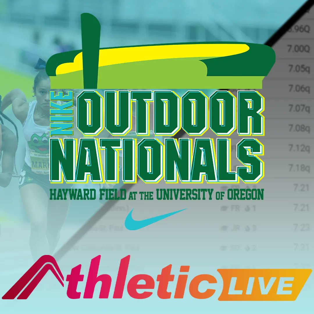 AthleticNET (@athleticdotnet) on Twitter photo The <a href="/Nike/">Nike</a> Outdoor Nationals starts today (6/15) and the live results are on <a href="/_AthleticLIVE/">AthleticLIVE</a>. Watch it live for free on <a href="/runnerspace/">RunnerSpace</a>!
🏆 Live results ➡️ buff.ly/3PaO2DU
⏲️ 6/15-17 @ 10am PT & 6/18 @ 9am PT
📌 Eugene, Oregon
📺 Watch live ➡️ buff.ly/3qFIK9v The <a href="/Nike/">Nike</a> Outdoor Nationals starts today (6/15) and the live results are on <a href="/_AthleticLIVE/">AthleticLIVE</a>. Watch it live for free on <a href="/runnerspace/">RunnerSpace</a>!
🏆 Live results ➡️ buff.ly/3PaO2DU
⏲️ 6/15-17 @ 10am PT & 6/18 @ 9am PT
📌 Eugene, Oregon
📺 Watch live ➡️ buff.ly/3qFIK9v