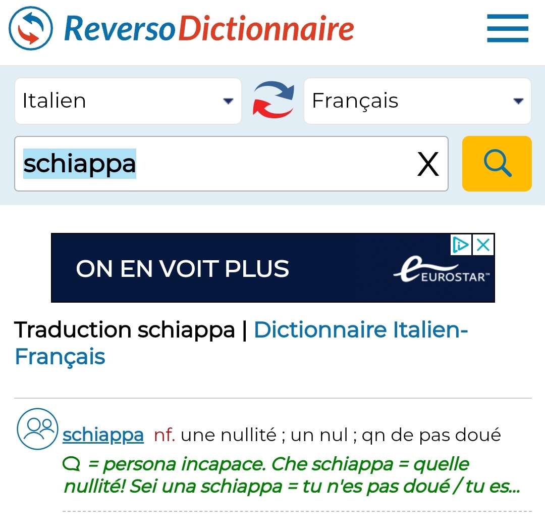 En italien, 'Schiappa' signifie : une nullité, une nulle, quelqu'un de pas doué.

L'italien est une langue claire.

#sifaoui

➡️ Telegram : t.me/KimJongUnique