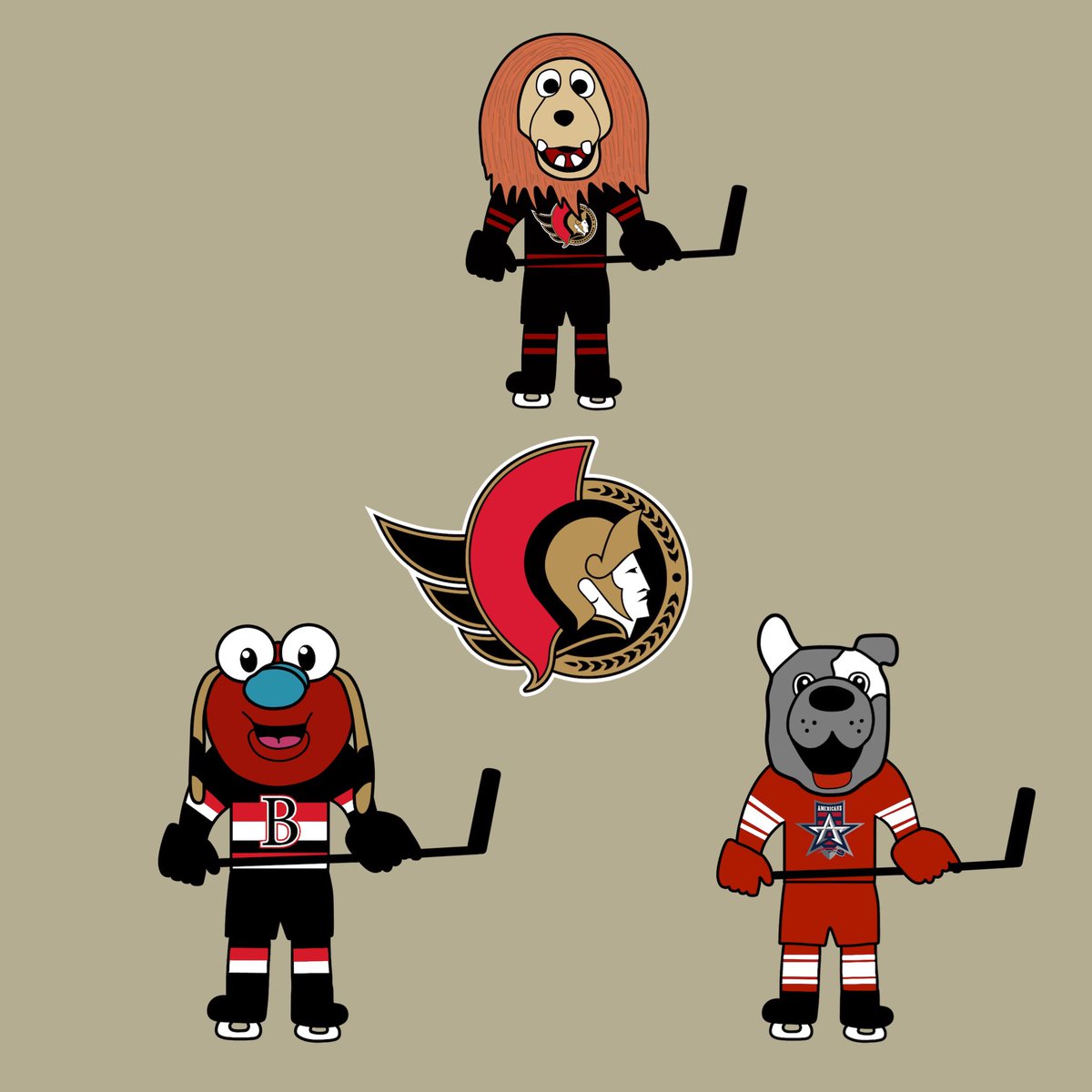 Mascot Family: Ottawa Senators @Senators @BellevilleSens @AllenAmericans #Ottawa #ottawasens #sens #gosensgo