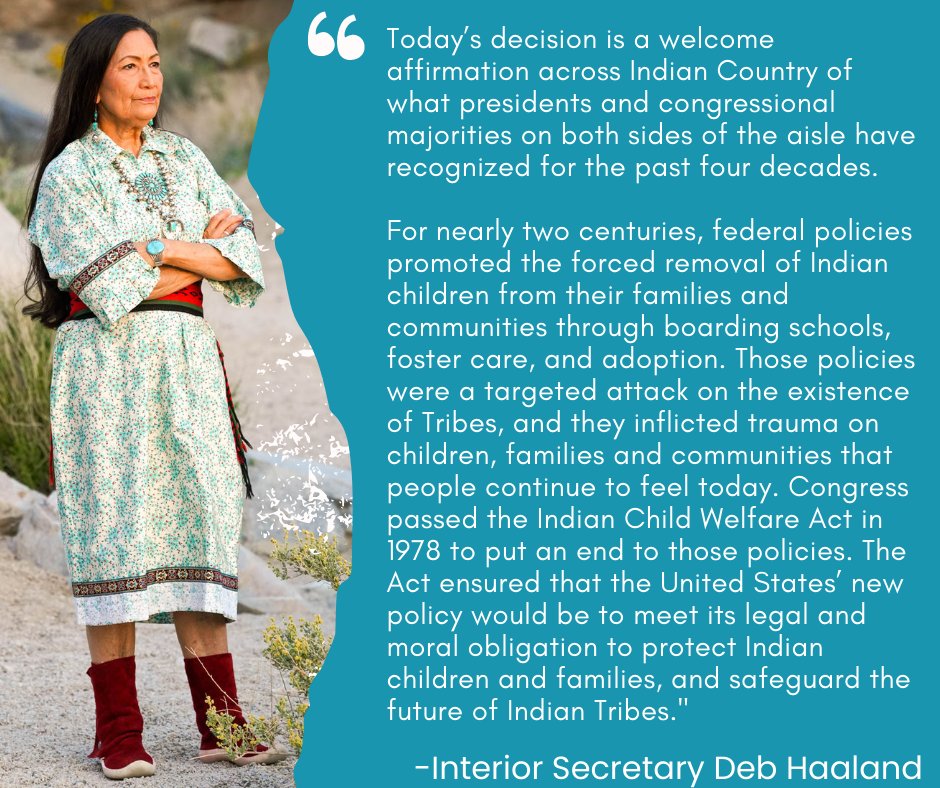 My full statement on the Supreme Court’s decision to uphold the Indian Child Welfare Act