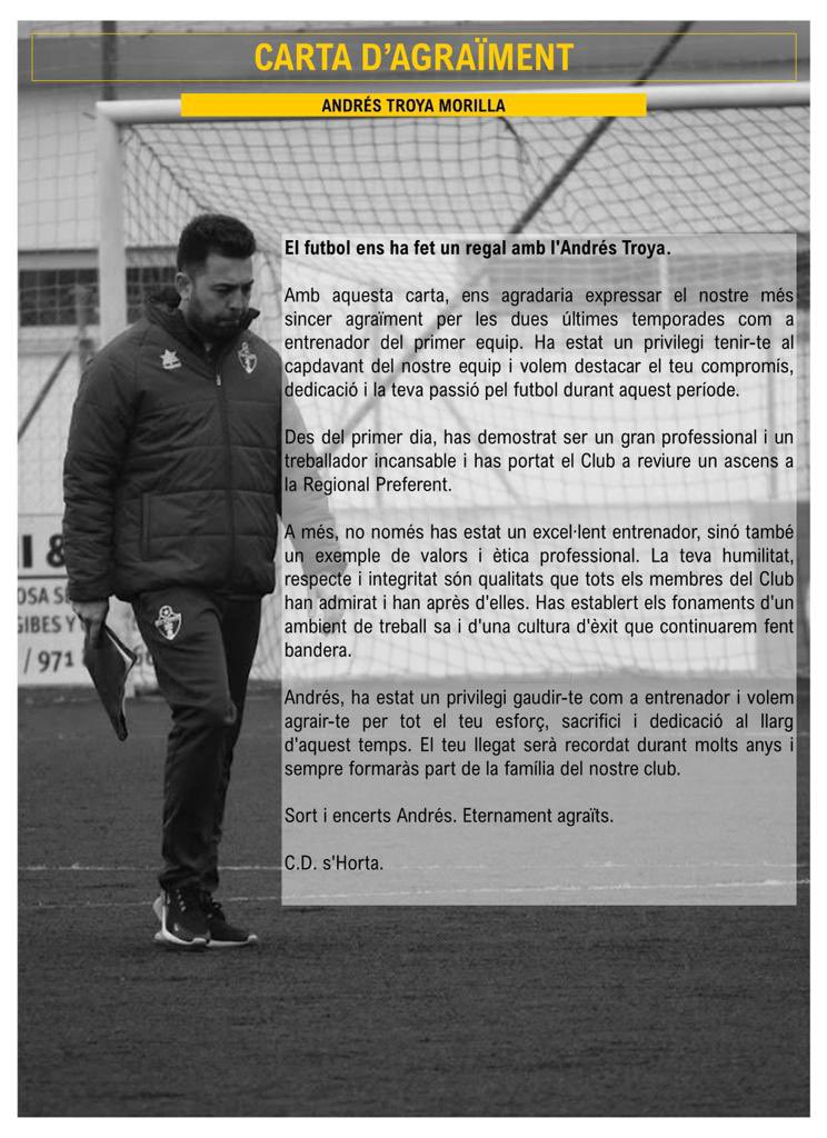 📜 CARTA D’AGRAÏMENT a Andrés Troya