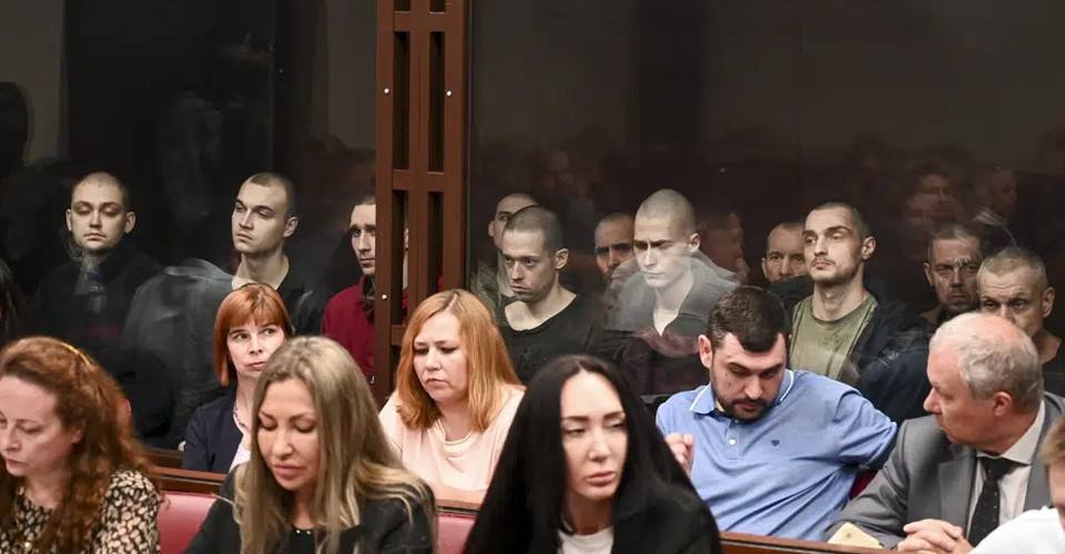 More photos of the Russian trial over Ukrainians from Azov battalion who were at Azovstal.