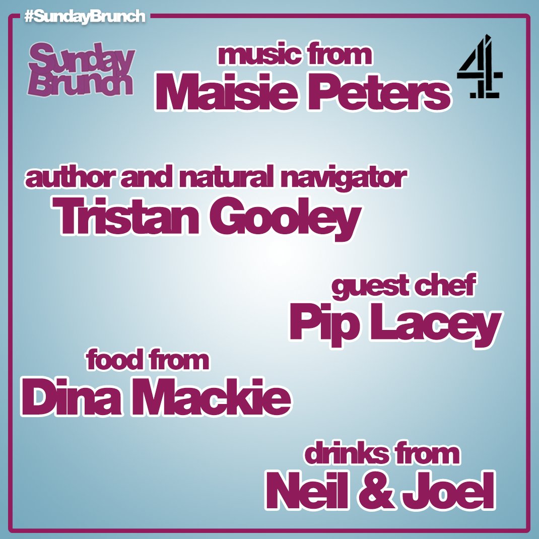 SundayBrunchC4's tweet image. This week on #SundayBrunch we have guests @emmabunton, @Nina_Wadia, #ArianNik, @sharspiteri, @joshpughcomic, @NaturalNav 🤩 Guest chef @piplacey👨‍🍳 Food from @dinamacki🥪 Drinks from @joeldram and @worldofspirits🍷 Music from @maisiehpeters🎵 Join us Sunday at 9:30am on @channel4