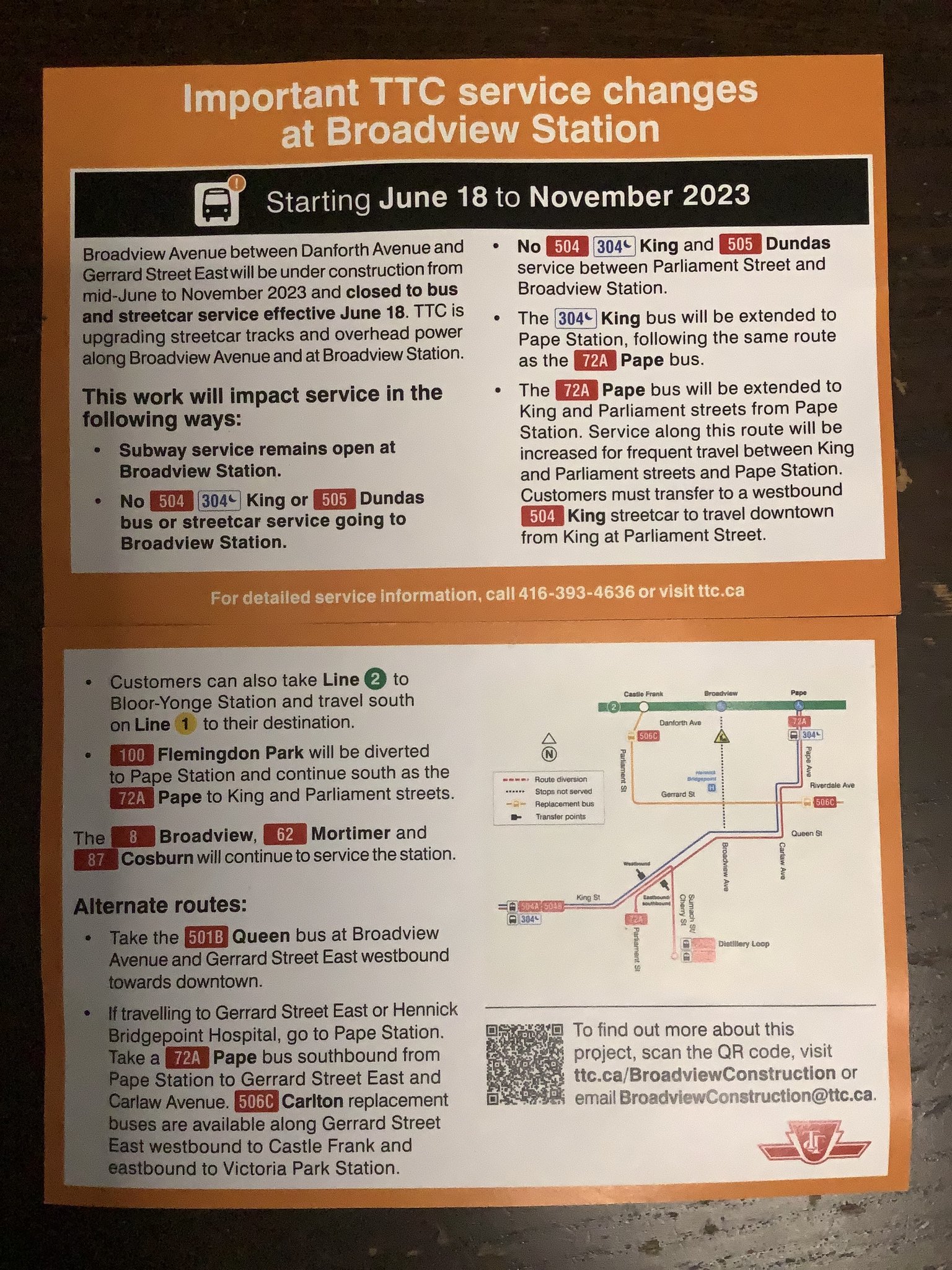 riverdale toronto on Twitter ".TTChelps service changes at Broadview