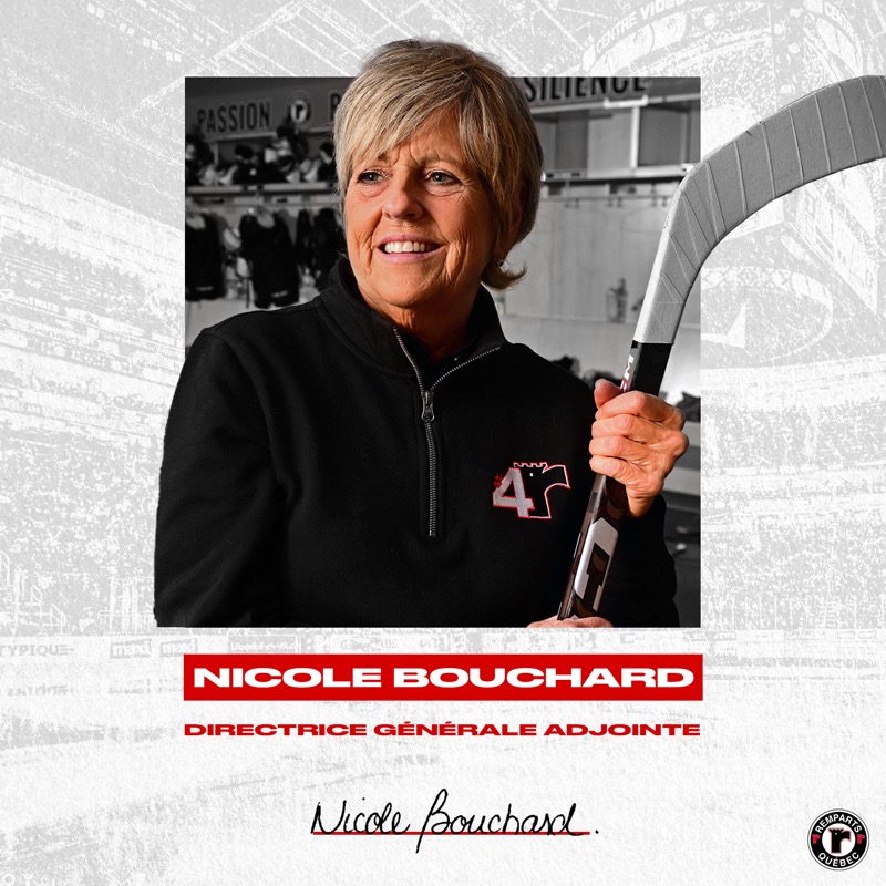 quebec_remparts's tweet photo. Forte d’une carrière de près de 43 ans dans le monde du hockey, Nicole Bouchard devient directrice générale adjointe des Remparts.

#DeQuébecPourQuébec