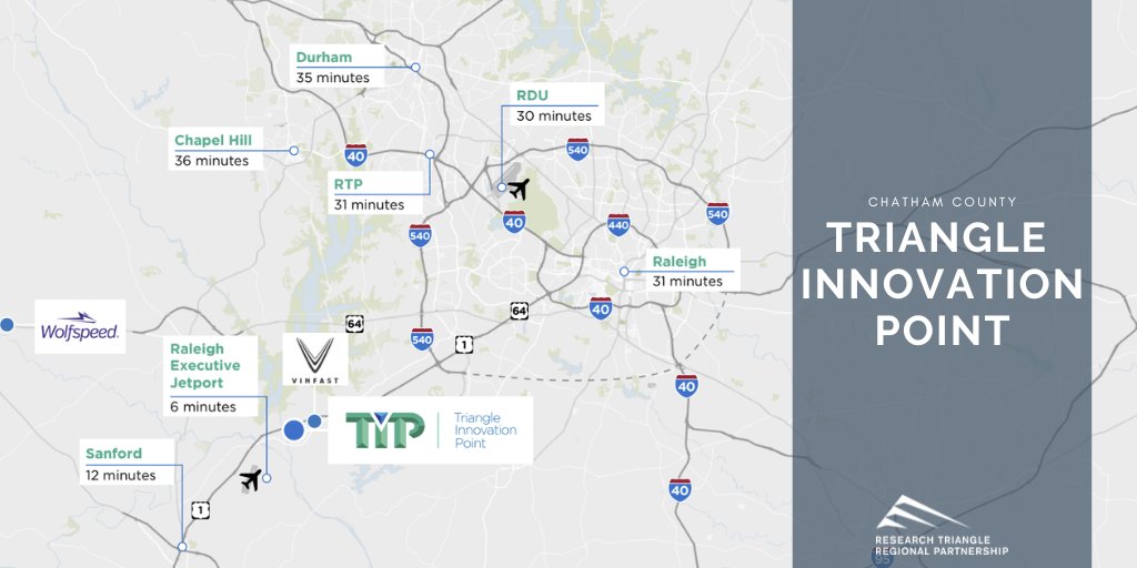 Chatham County’s Triangle Innovation Point offers companies the opportunity to tap into one of the fastest-growing metropolitan areas in the US. TIP is a 450-acre life science and industrial park with layouts from 35,000 to 1M square feet of space. researchtriangle.org/counties/chath…