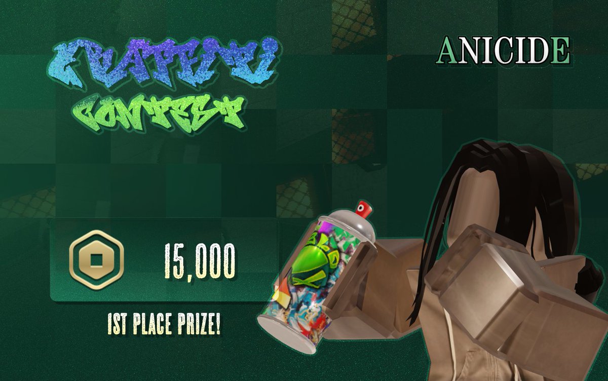 🖌️ COMMUNITY CONTEST: GRAFFITI ART
♻️ LIKES & RETWEETS APPRECIATED!

Ever wanted to contribute to Anicide? Show off your skills by creating your own custom graffiti art that will be displayed in our upcoming prequel chapter: Alleys!

🏆 WIN HUGE PRIZES (UP TO 15,000 ROBUX!)
We're…