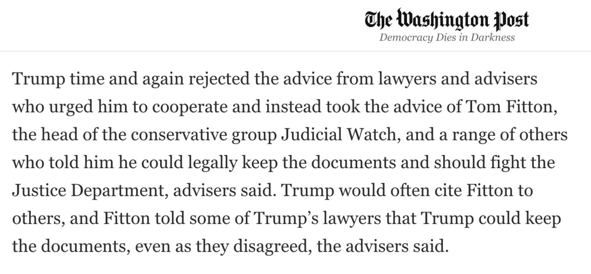 Huge ups to Judicial Watch's Tom Fitton, who took time from shopping for his boys X Small Ts to give Trump the stupidest f*kin advice in the world--which DT ignored his lawyers to follow--sealing his fate 🤣 🤪