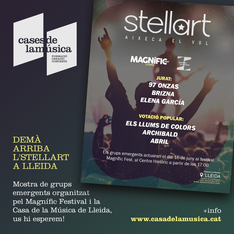 CMusicaManresa's tweet photo. Demà arriba l'STELLART, la mostra de grups emergents organitzada pel Magnífic Festival i la Casa de la Música de Lleida. Vinga, va, que us esperem a totes! 💥💖 https://t.co/rPZDFGM4sL