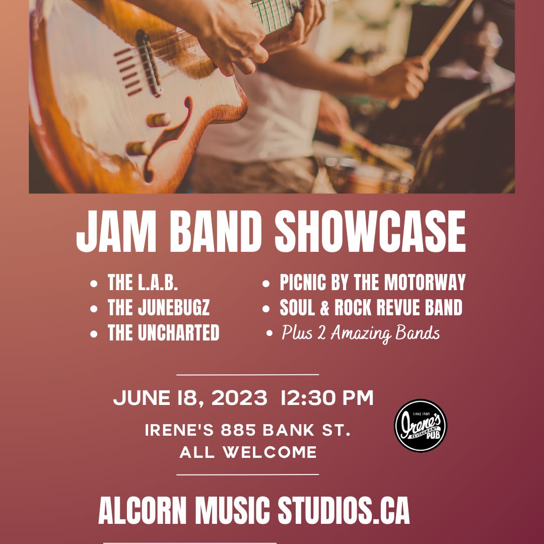 Our Jam Bands in action!

Check out our bands from the Jam Band program at @irenespub on June 18 at 12:30!

#music #musicforall #jamband #rockband #soulmusic #Ottawa #IrenesPub #AlcornMusic #growingmusicians

alcornmusicstudios.ca/jamband