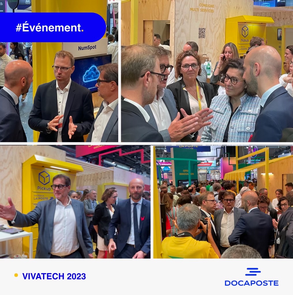 Docaposte (@docapost) on Twitter photo #VivaTech | 🔴En direct de @vivatech !
Notre PDG <a href="/OvalletVallet/">Olivier VALLET</a> a accueilli sur le lab <a href="/GroupeLaPoste/">La Poste Groupe</a> , Mr le ministre <a href="/StanGuerini/">Stanislas Guerini</a>, en présence de <a href="/nathqueencole/">Collin Nathalie</a> , Isabelle Lherbier, et <a href="/xvaccari/">Xavier VACCARI</a> .
Ils ont présenté <a href="/NumSpotCloud/">NumSpot</a> , le cloud souverain et de confiance 100% 🇫🇷. #VivaTech | 🔴En direct de @vivatech !
Notre PDG <a href="/OvalletVallet/">Olivier VALLET</a> a accueilli sur le lab <a href="/GroupeLaPoste/">La Poste Groupe</a> , Mr le ministre <a href="/StanGuerini/">Stanislas Guerini</a>, en présence de <a href="/nathqueencole/">Collin Nathalie</a> , Isabelle Lherbier, et <a href="/xvaccari/">Xavier VACCARI</a> .
Ils ont présenté <a href="/NumSpotCloud/">NumSpot</a> , le cloud souverain et de confiance 100% 🇫🇷.