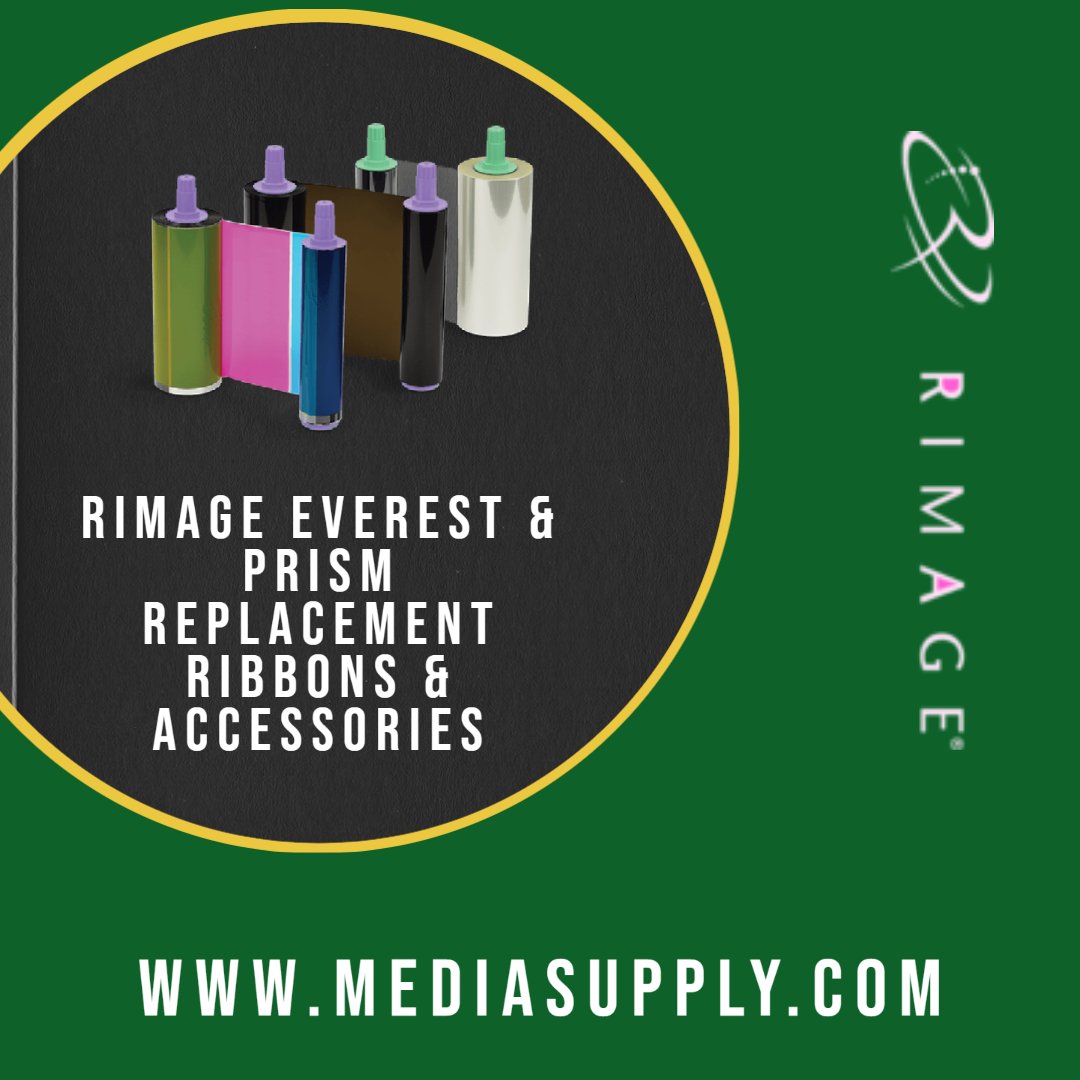 MediaSupply's tweet image. MediaSupply.com is the ideal source for all your #Rimage #Printer #Supplies. If you have a Rimage Everest Encore, 400/600 or Prism printer you&apos;ll find our pricing on CMY, Monochrome Black, Blue or Red and Transfer ribbons hard to beat.
Shop at mediasupply.com/collections/ri…