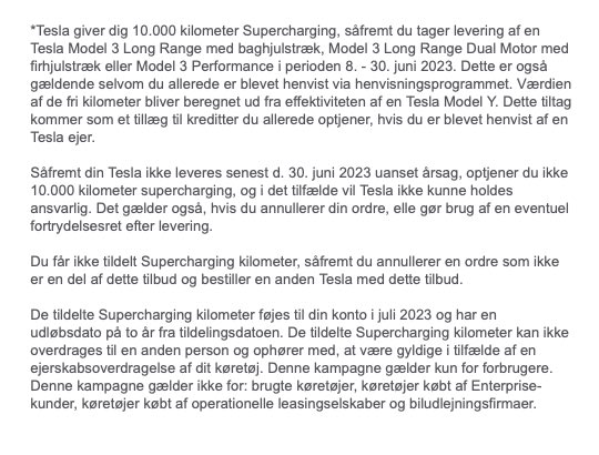 BREAKING: Danish 🇩🇰 customers who order and take delivery of a new inventory @Tesla Model 3 Performance, Long Range RWD or Long Range AWD between June 8, 2023 and June 30, 2023 will receive 10.000 km of free Supercharging on their new vehicle ⚡️